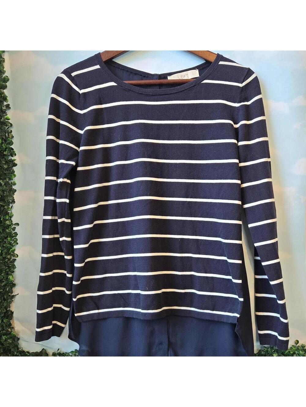 Classic Preppy Striped Top With Sheer Button Back